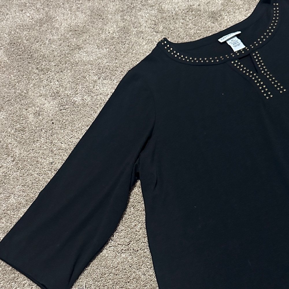 Chico's Black Blouse with Gold Studs - Picture 2 of 5